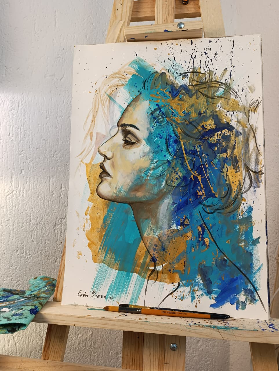 Pintura contemporánea Proyección 2, acrílico sobre cartulina, obra original de Carlos Becerra escultor