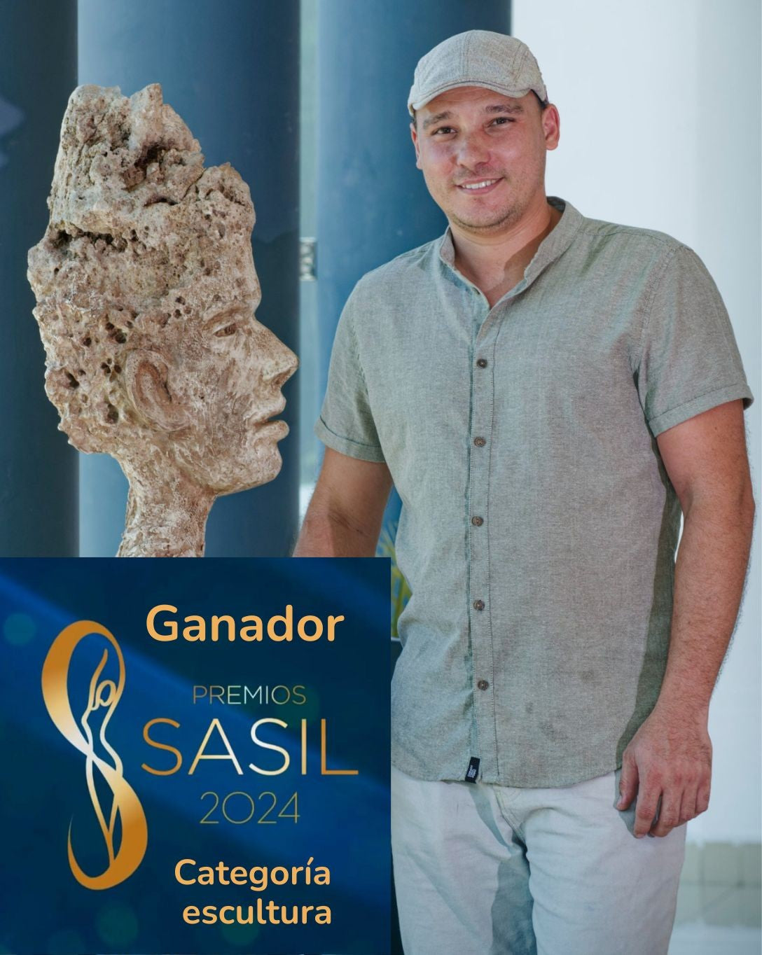 Carlos becerra, ganador del premio sasil 2024 en la categoría de escultura