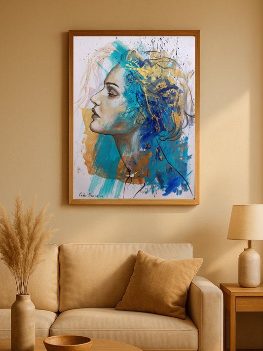 Pintura contemporánea Proyección 2, acrílico sobre cartulina, obra original de Carlos Becerra escultor