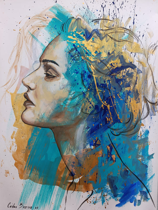 Pintura contemporánea Proyección 2, acrílico sobre cartulina, obra original de Carlos Becerra escultor